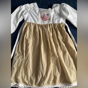 White and Tan Embroidered Dress